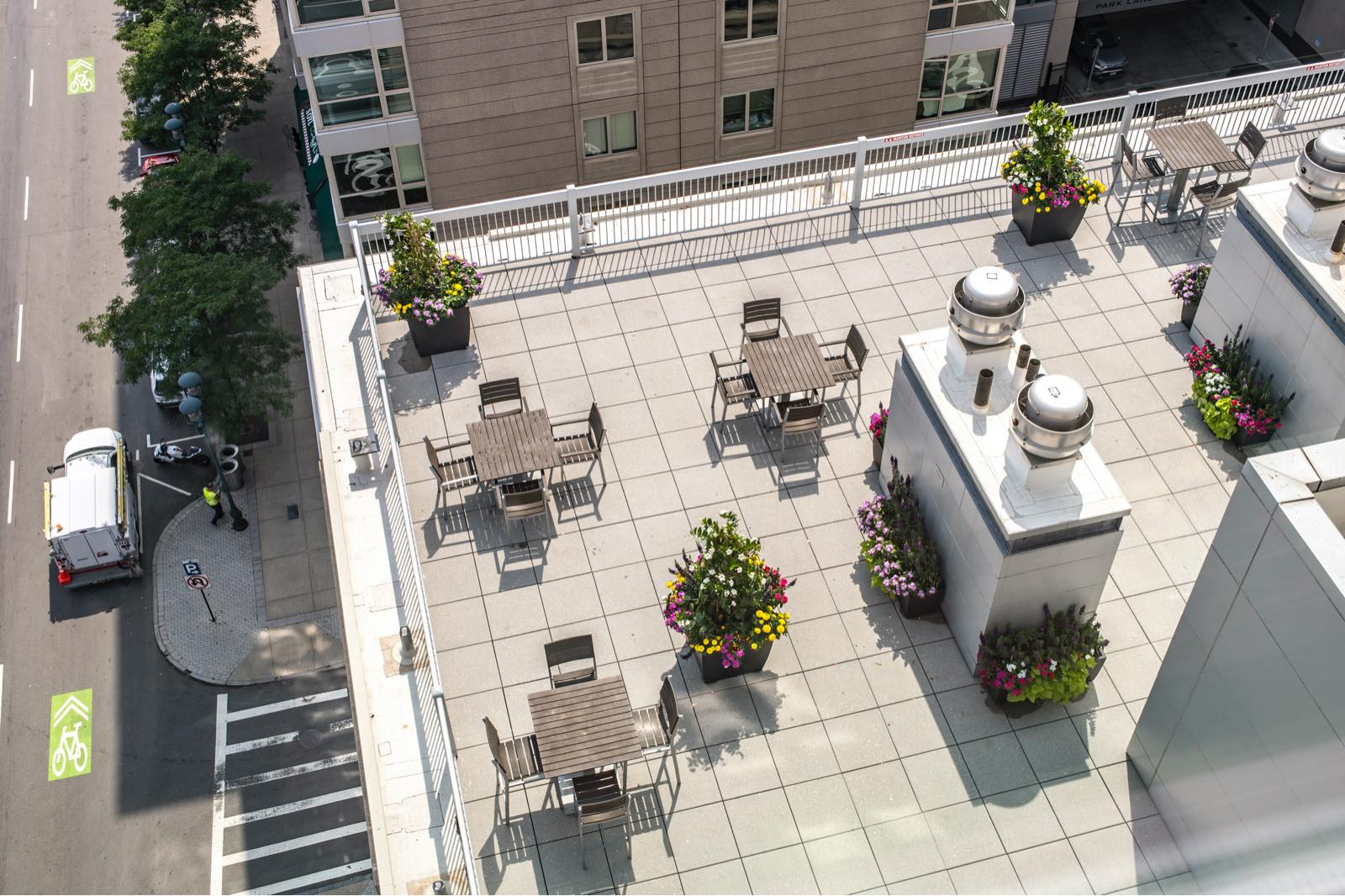 Park lane seaport rooftop deck from above